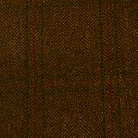 Brown And Fawn Herringbone With Green And Rust Check Country Tweed Jacketing