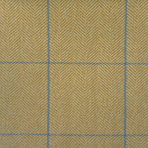 Golden Sand Herringbone With Navy Blue Check Country Tweed Jacketing
