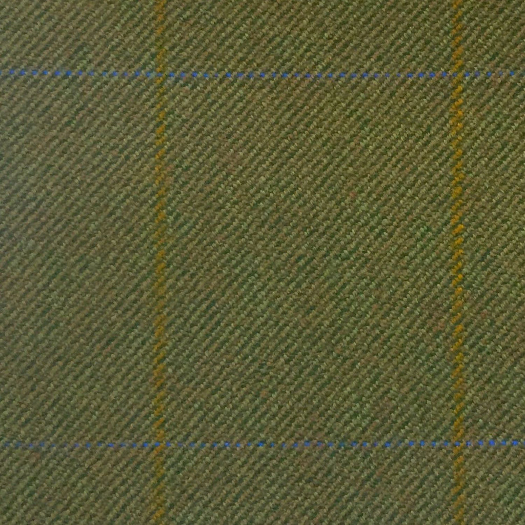 Green With Gold And Blue Check Country Tweed Jacketing