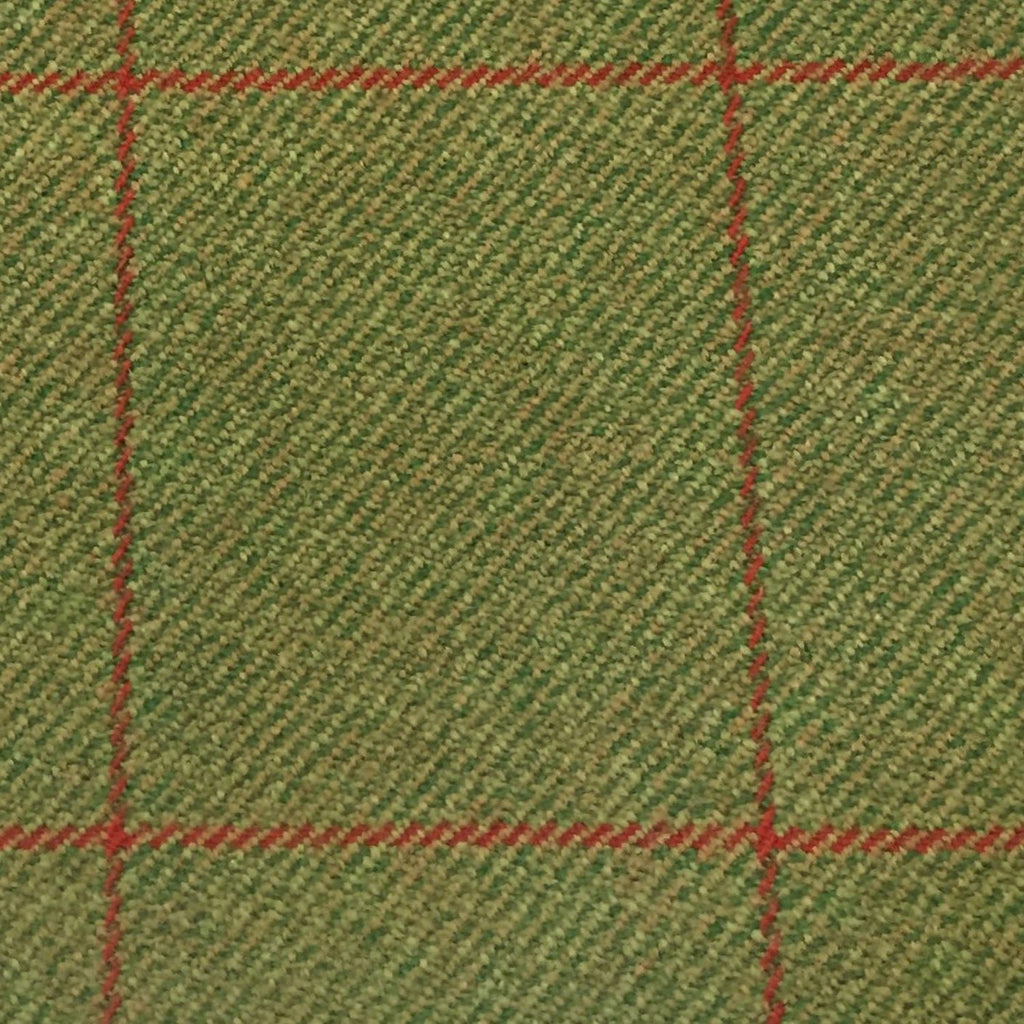 Green With Red Check Country Tweed Jacketing