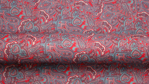 2 Tone Turquoise/Red Paisley Lining