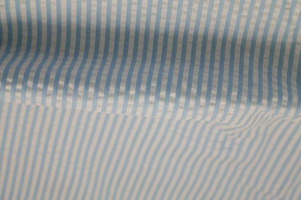 Light Blue & White Stripe Seersucker Fabric