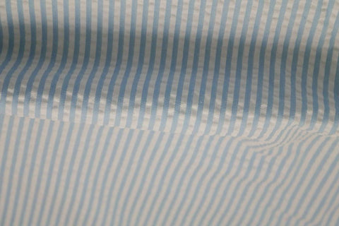 Light Blue & White Stripe Seersucker Fabric