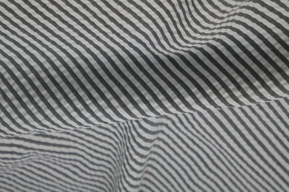 Black & White Stripe Seersucker Fabric