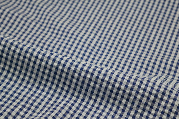 Blue & White Check Seersucker Fabric