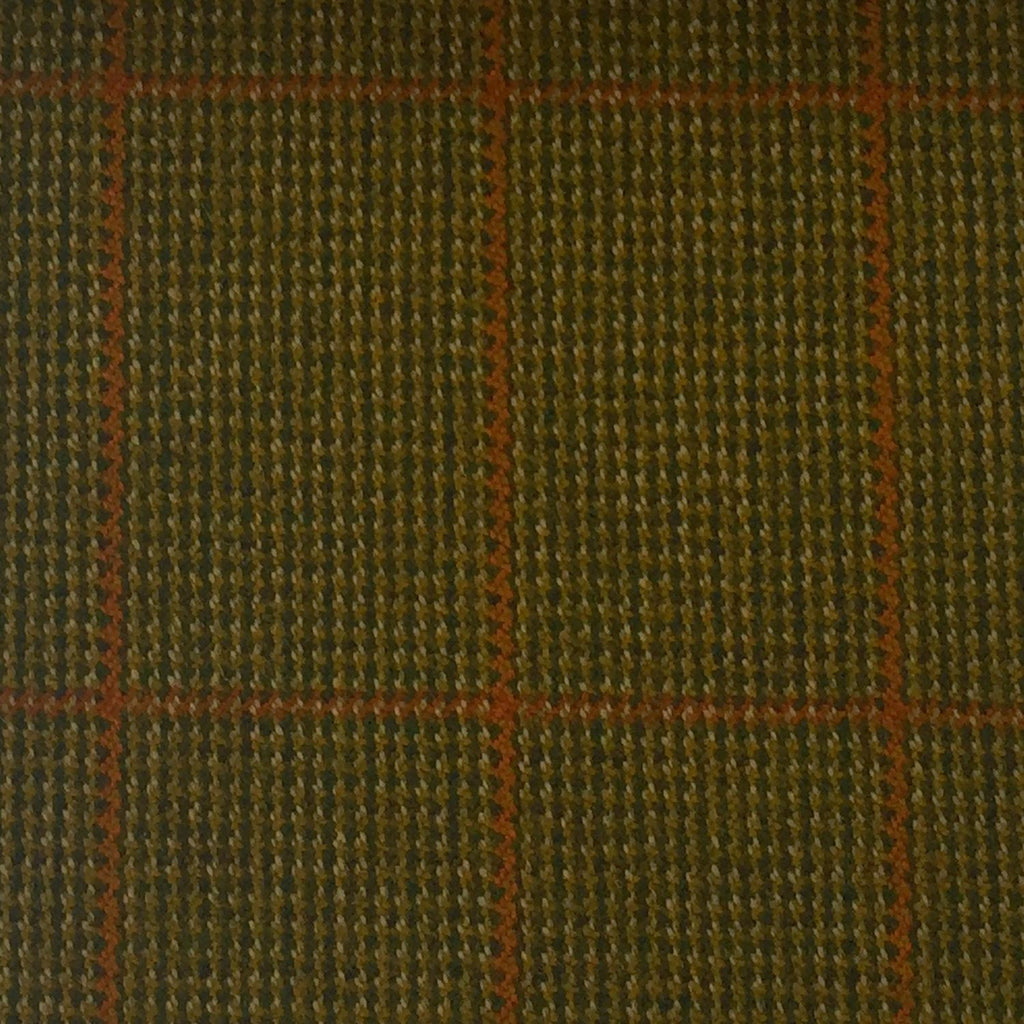 Sage And Green With Orange Check Country Tweed Jacketing