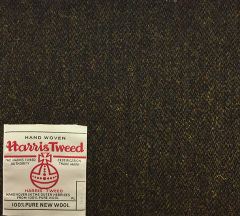Moss Green Herringbone With Gold/Amber/Red/Blue Check Harris Tweed