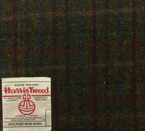 Dark Grey With Blue And Red Check Harris Tweed