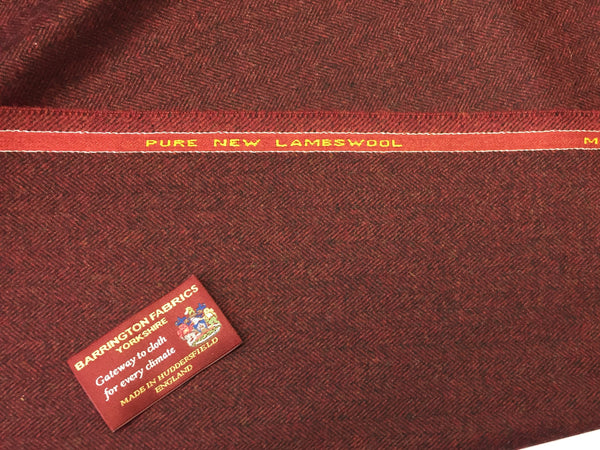Burgundy with Black Herringbone 100% Pure New Lambswool Jacketing