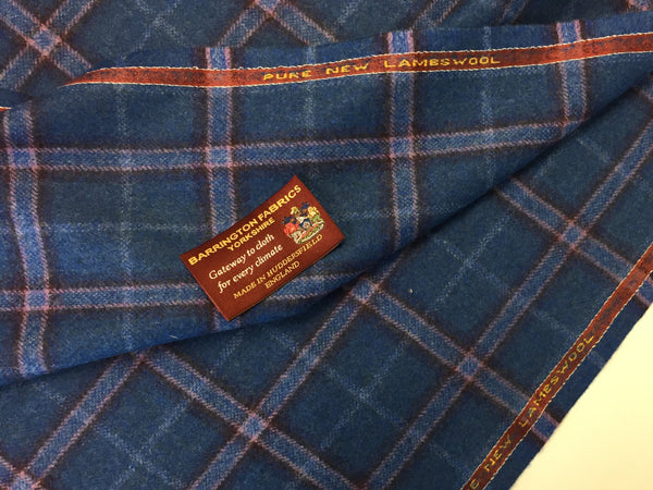 Blue with purple and blue check 100% Pure New Lambswool Jacketing