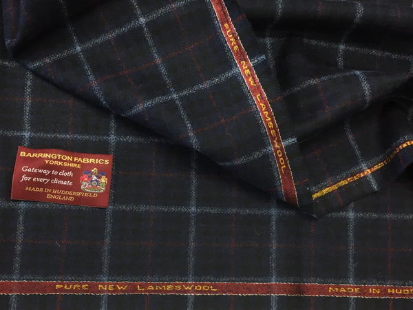 Navy Blue with red and baby blue Over check 100% Pure New Lambswool Jacketing