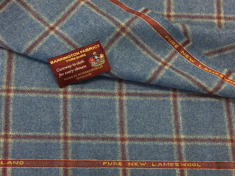 Grey with Over check 100% Pure New Lambswool Jacketing