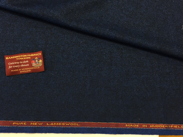 Electric Blue with Black herringbone 100% Pure New Lambswool Jacketing