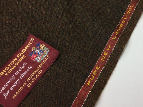 Brown herringbone 100% Pure New Lambswool Jacketing