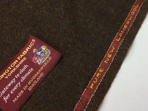 Brown herringbone 100% Pure New Lambswool Jacketing