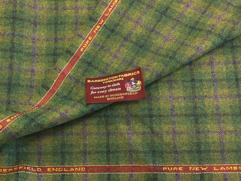 Mustardy / golden sandy with Purple check 100% Pure New Lambswool Jacketing