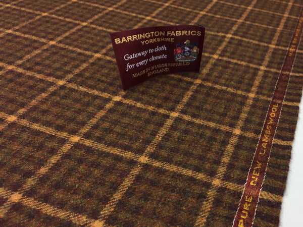 Brown with Gold over check 100% Pure New Lambswool Jacketing