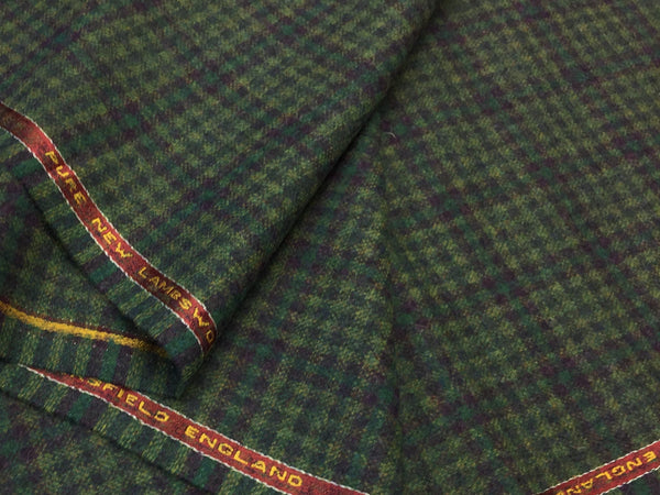 Green with over check 100% Pure New Lambswool Jacketing