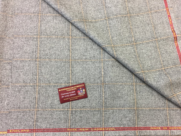 Grey with Over check 100% Pure New Lambswool Jacketing