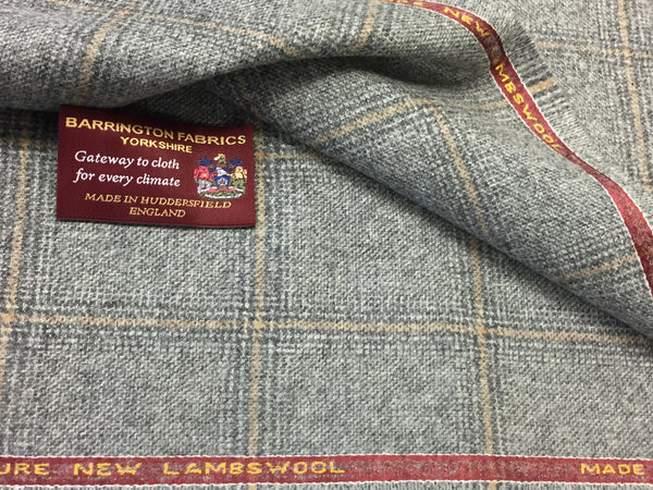 Grey with Over check 100% Pure New Lambswool Jacketing