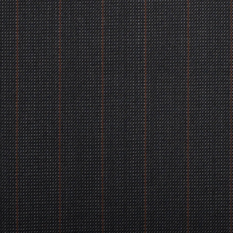 Dark Grey Pindot With Orange Stripe Quartz Super 100's Suiting