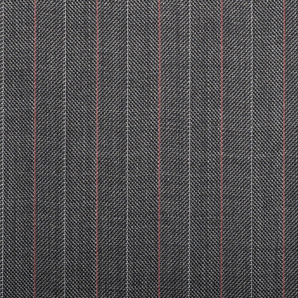 Grey Herrinbone With Pink Stripe Quartz Super 100's Suiting