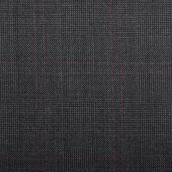 Dark Grey Prince Of Wales With Red Double Check Quartz Super 100's Suiting
