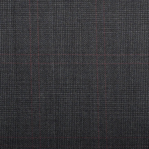 Dark Grey Prince Of Wales With Red Double Check Quartz Super 100's Suiting