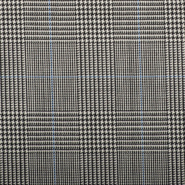 Black And White Prince Of Wales With Blue Overcheck Quartz Super 100's Suiting