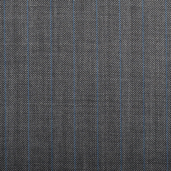 Medium Grey Herringbone With Blue Stripe Quartz Super 100's Suiting