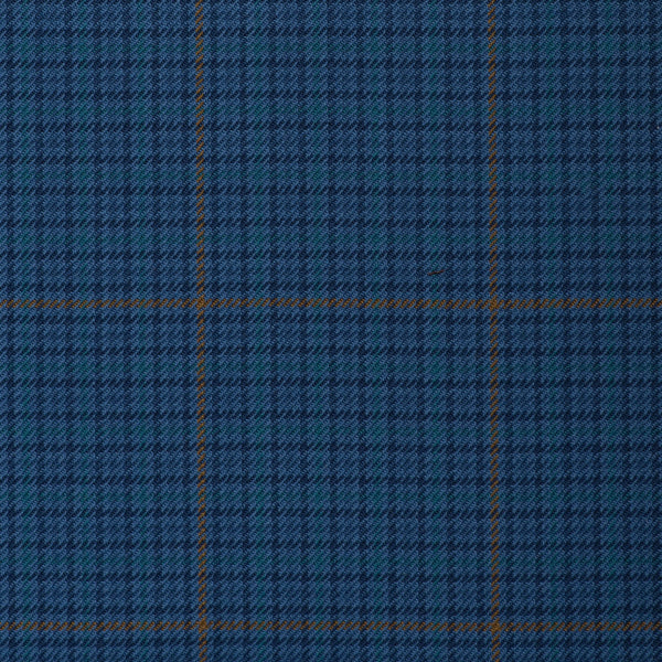 Sea Blue/Green With Rust Check Onyx Super 100's Luxury Jacketing And Suiting's