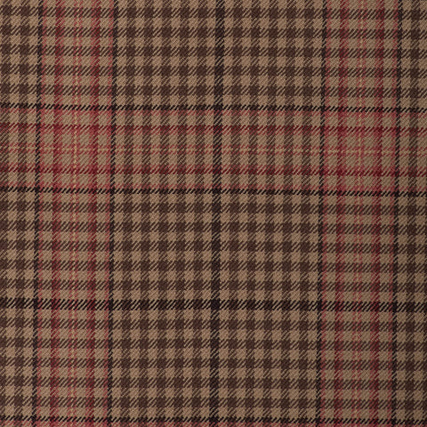 Brown/Light Brown With Red Check Onyx Super 100's Luxury Jacketing And Suiting's