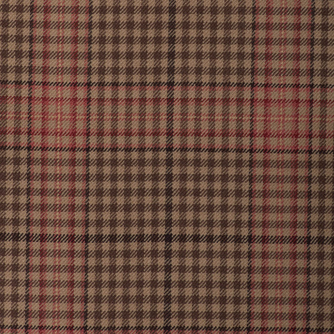 Brown/Light Brown With Red Check Onyx Super 100's Luxury Jacketing And Suiting's