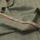 Olive Green With Pink Overcheck Onyx Super 100's Luxury Jacketing And Suiting's