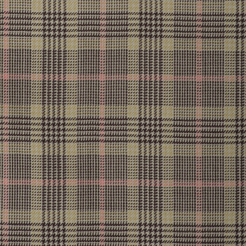 Olive Green And Black With Pink Overcheck Onyx Super 100's Luxury Jacketing And Suiting's