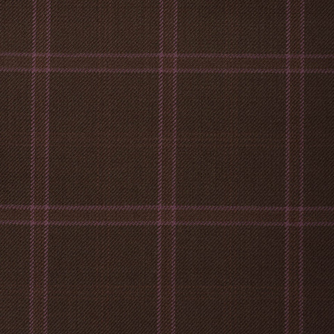 Dark Brown With Pink Check Onyx Super 100's Luxury Jacketing And Suiting's