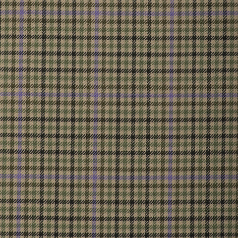 Olive/Light and Dark Green With Purple Overcheck Onyx Super 100's Luxury Jacketing And Suiting's