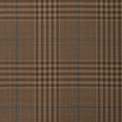 Light Brown With Blue Overcheck Onyx Super 100's Luxury Jacketing And Suiting's