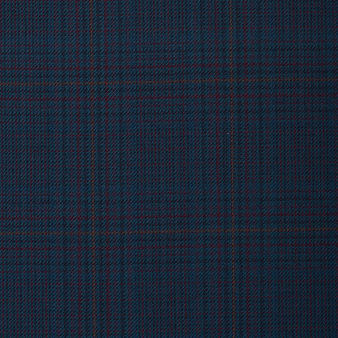 Navy And Red With Gold Overcheck Onyx Super 100's Luxury Jacketing And Suiting's