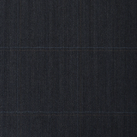 Dark Grey Herringbone With Aqua/Rust CheckOnyx Super 100's Luxury Jacketing And Suiting's