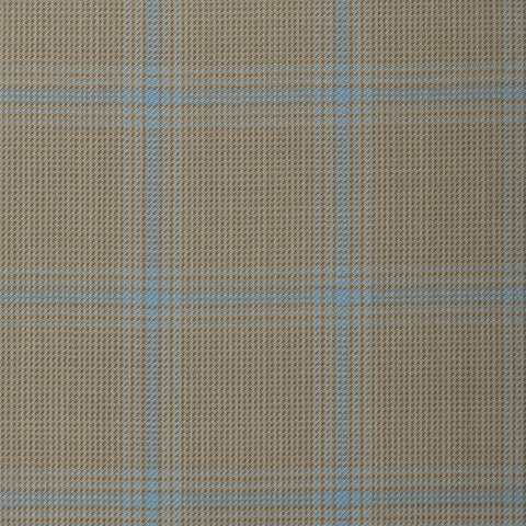 Light Sage Green With Blue Overcheck Onyx Super 100's Luxury Jacketing And Suiting's