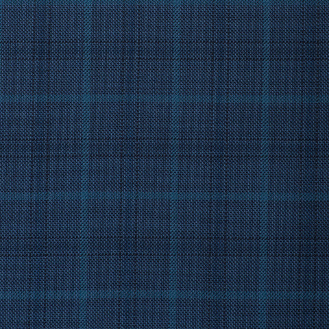 Blue With Light/Dark Blue Overcheck Onyx Super 100's Luxury Jacketing And Suiting's