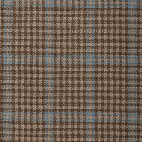 Light Brown/Sand With Aqua Check Onyx Super 100's Luxury Jacketing And Suiting's