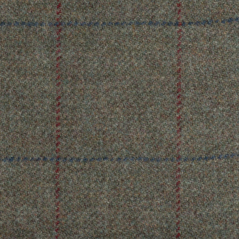 Green With Red And Blue Check Moonstone Tweed All Wool