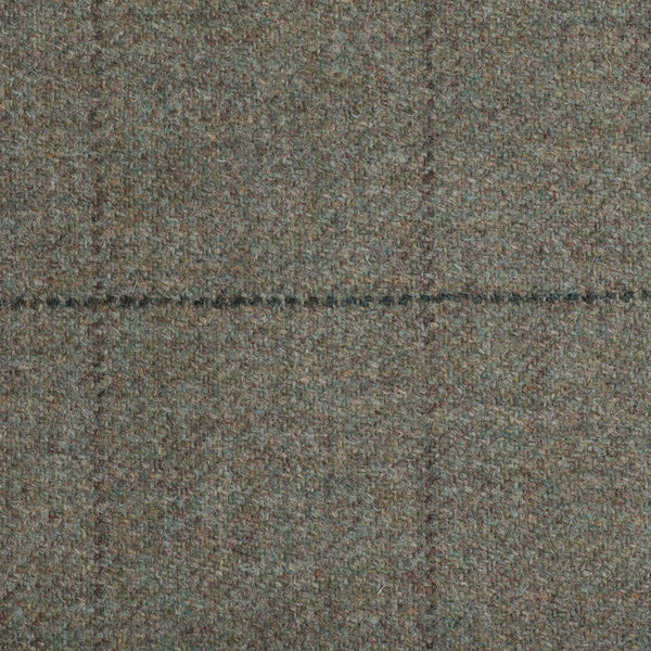 Green With Brown And Dark Green Check Moonstone Tweed All Wool