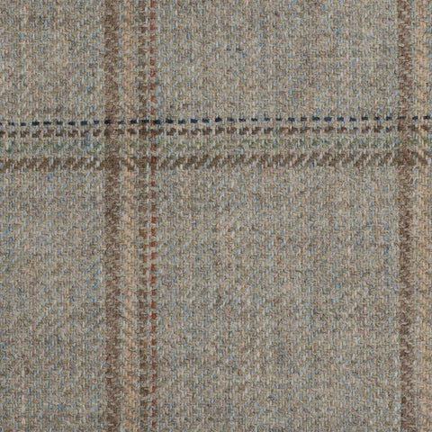 Light Green With Crème/Brown/Navy Estate Check Moonstone Tweed All Wool