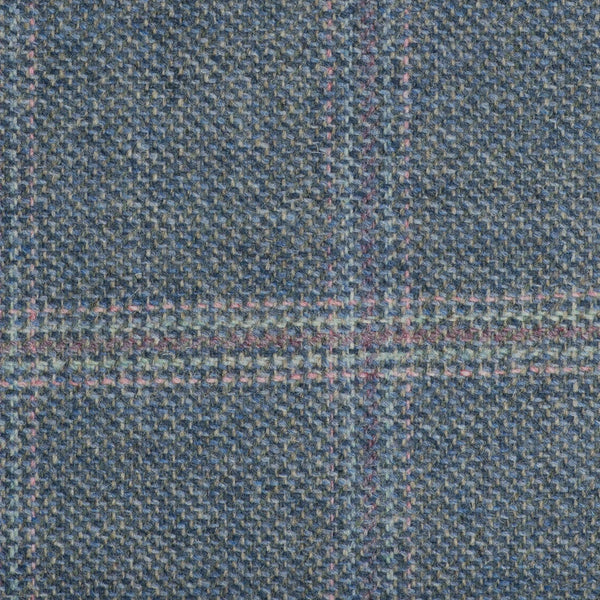 Grey And Blue With Pink/Purple/Green Check Moonstone Tweed All Wool