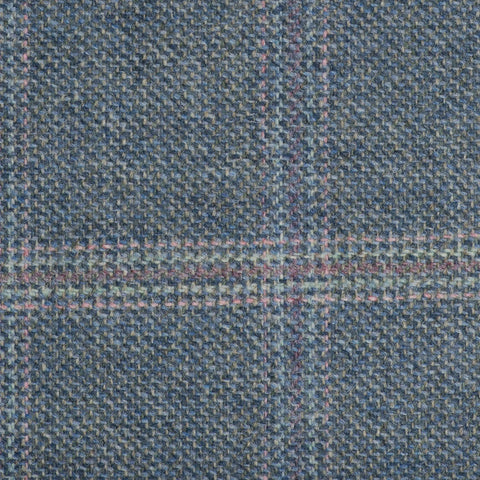 Grey And Blue With Pink/Purple/Green Check Moonstone Tweed All Wool