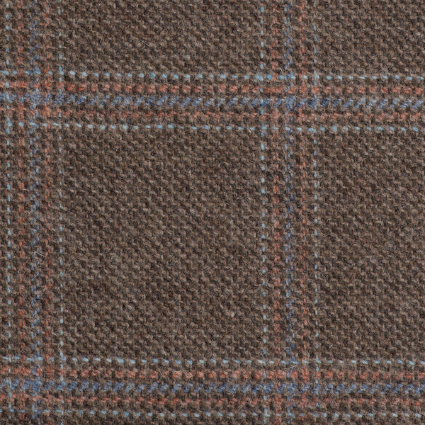 Brown With Orange And Blue Check Moonstone Tweed All Wool