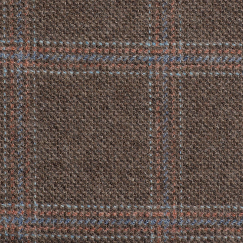 Brown With Orange And Blue Check Moonstone Tweed All Wool